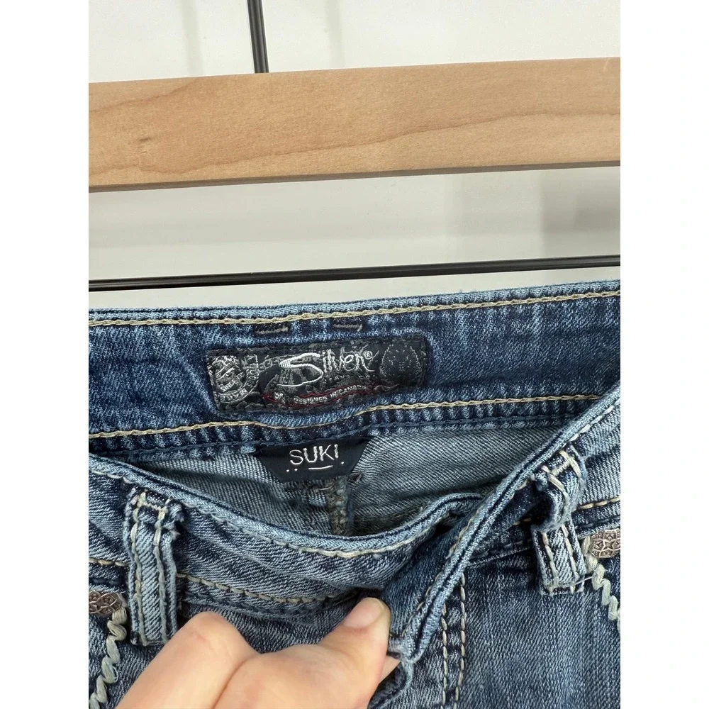 Silver‎ Jeans Suki Mid Bootcut Jeans Women W27 L33 Distressed Embellished - Picture 3 of 8